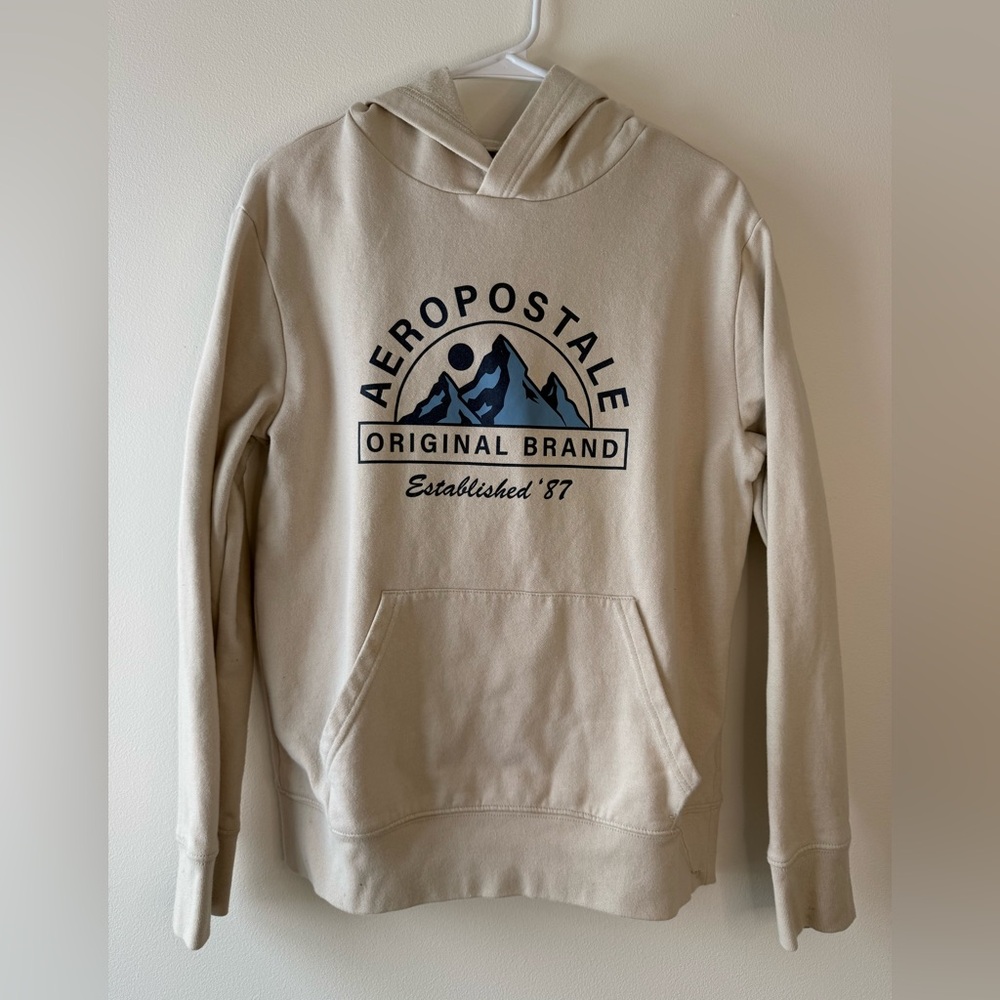 Aeropostale Tan Hoodie with Mountain Graphic